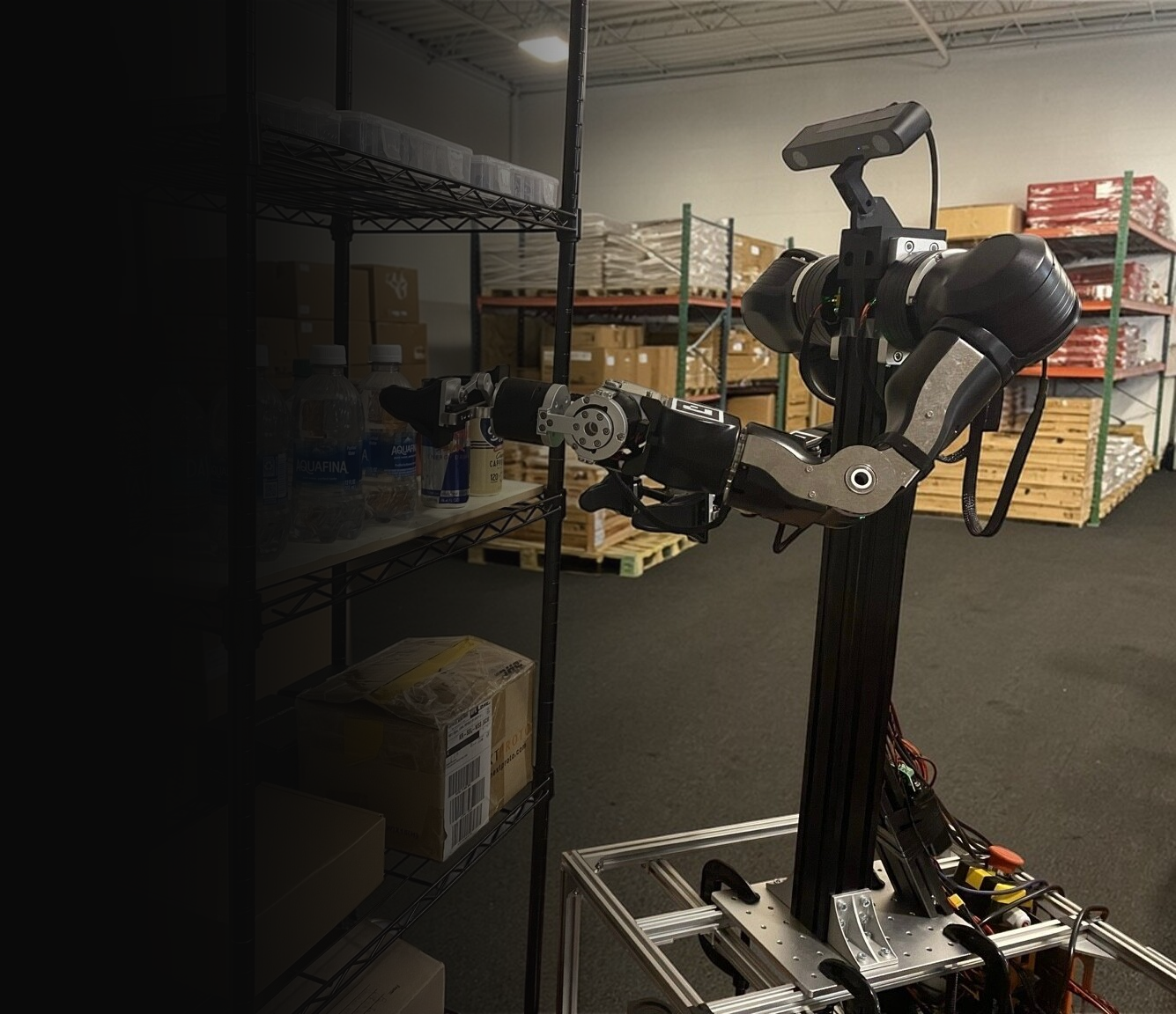 Fortis Robotics bimanual robot replenishing shelf